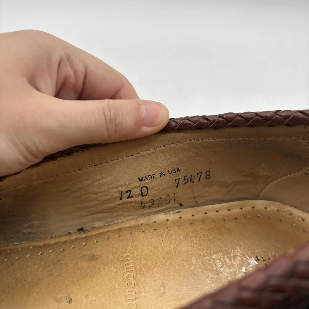 Allen Edmonds‎ Black Brown Braided Newcomb Leather Loafers Men's 12 D